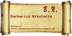 Barbarics Nikoletta névjegykártya