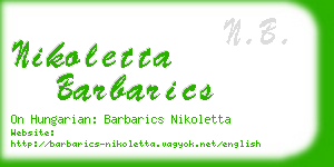 nikoletta barbarics business card